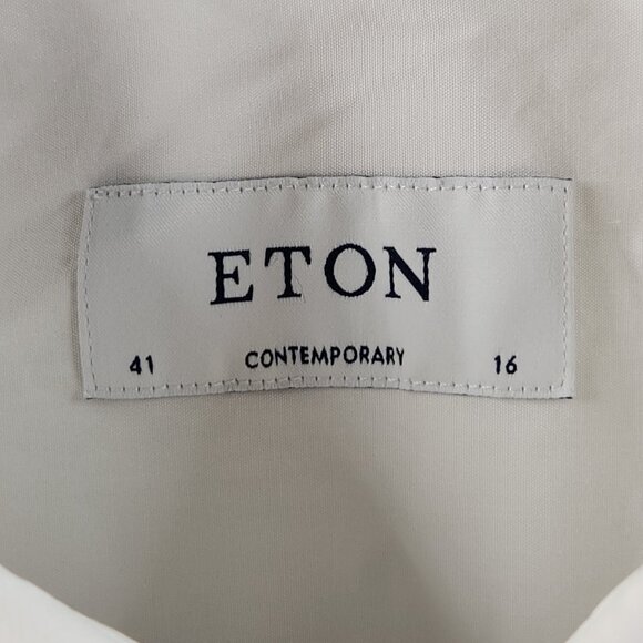 Eton Cotton Romania Contemporary 16 Poplin Convertible Cuff White Men Work Shirt - Picture 9 of 16